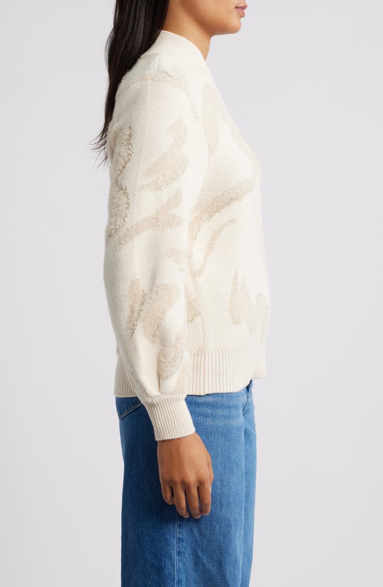Wit & Wisdom Metallic Jacquard Sweater, Alternate, color, Ecru
