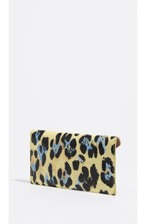 Bimba Y Lola Textured Shiny Leopard Flap Card Holder In Green