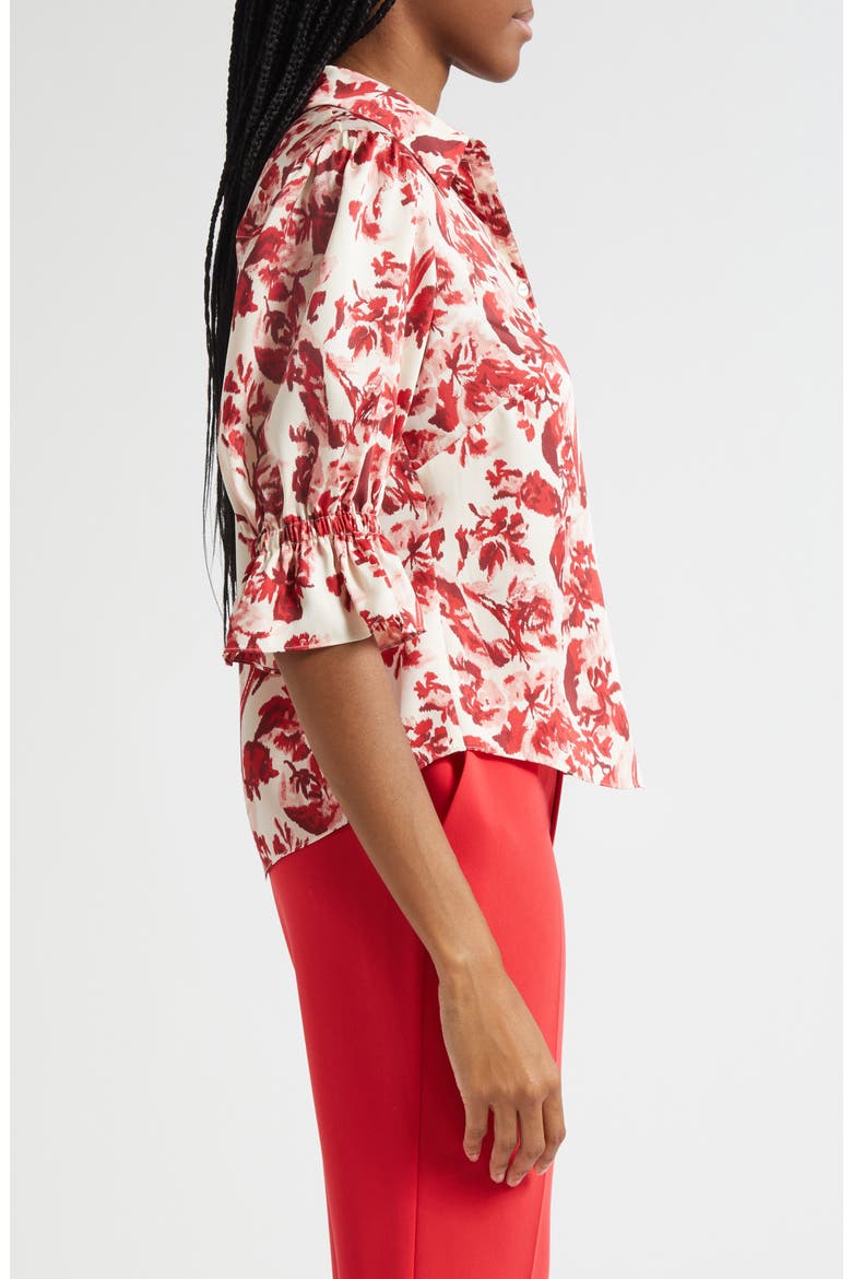 Fiona Floral Ribbons Button-Up Shirt, Alternate, color, CHERRY ROSE MULTI