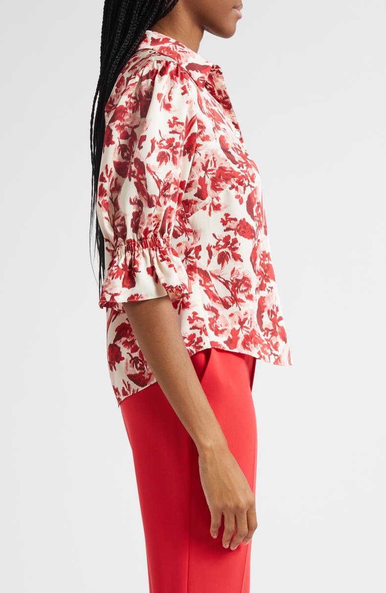 Cinq à Sept Fiona Floral Ribbons Button-Up Shirt, Alternate, color, Cherry Rose Multi