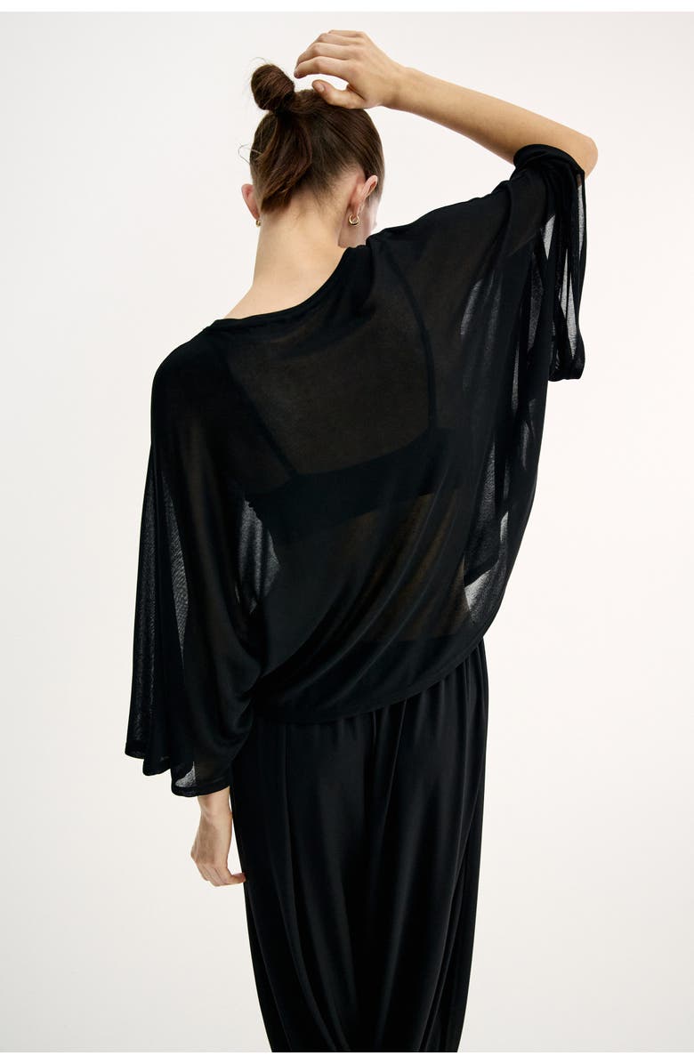 H&M Batwing-sleeved Jersey Top, Alternate, color, Black