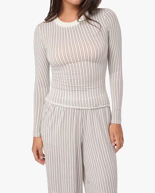 Weworewhat Long Sleeve Crewneck Top In Cld Gry/chesnt