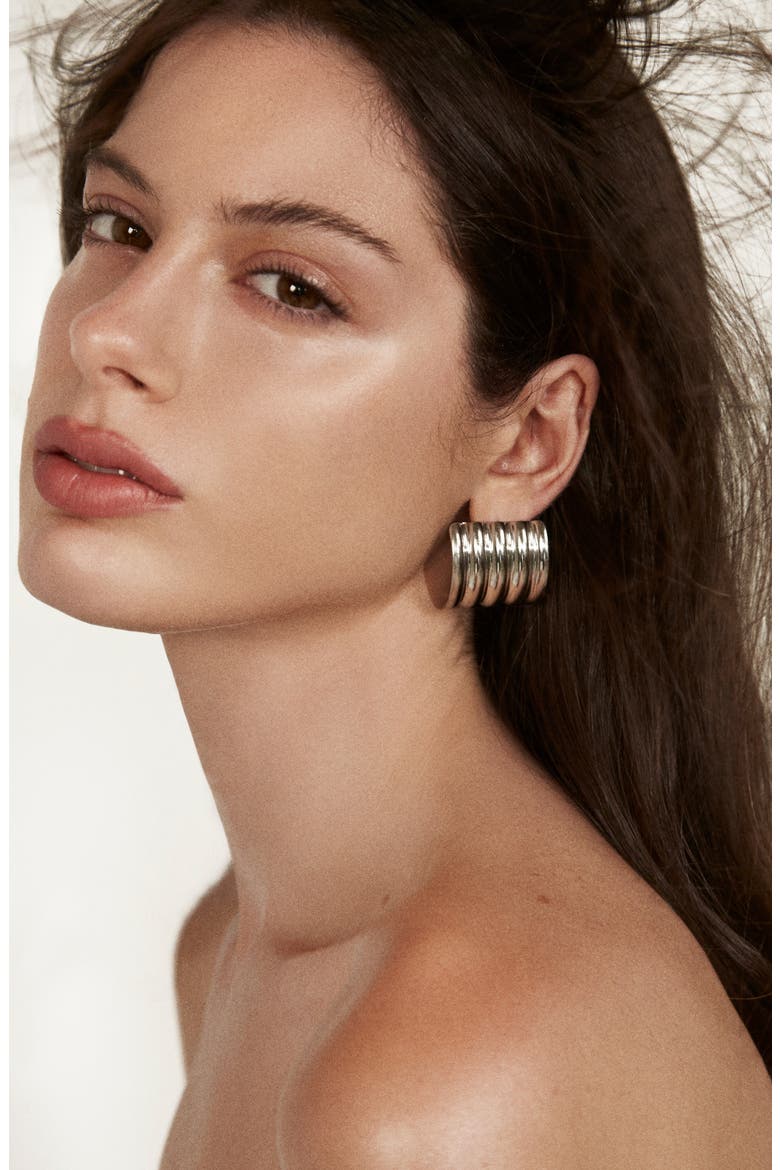 Dazzle Dream Tile Shaped Statement Earrings, Alternate, color, Silver