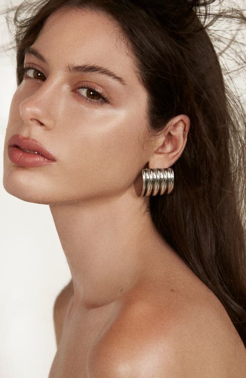 Kellery Dazzle Dream Tile Shaped Statement Earrings In Silver