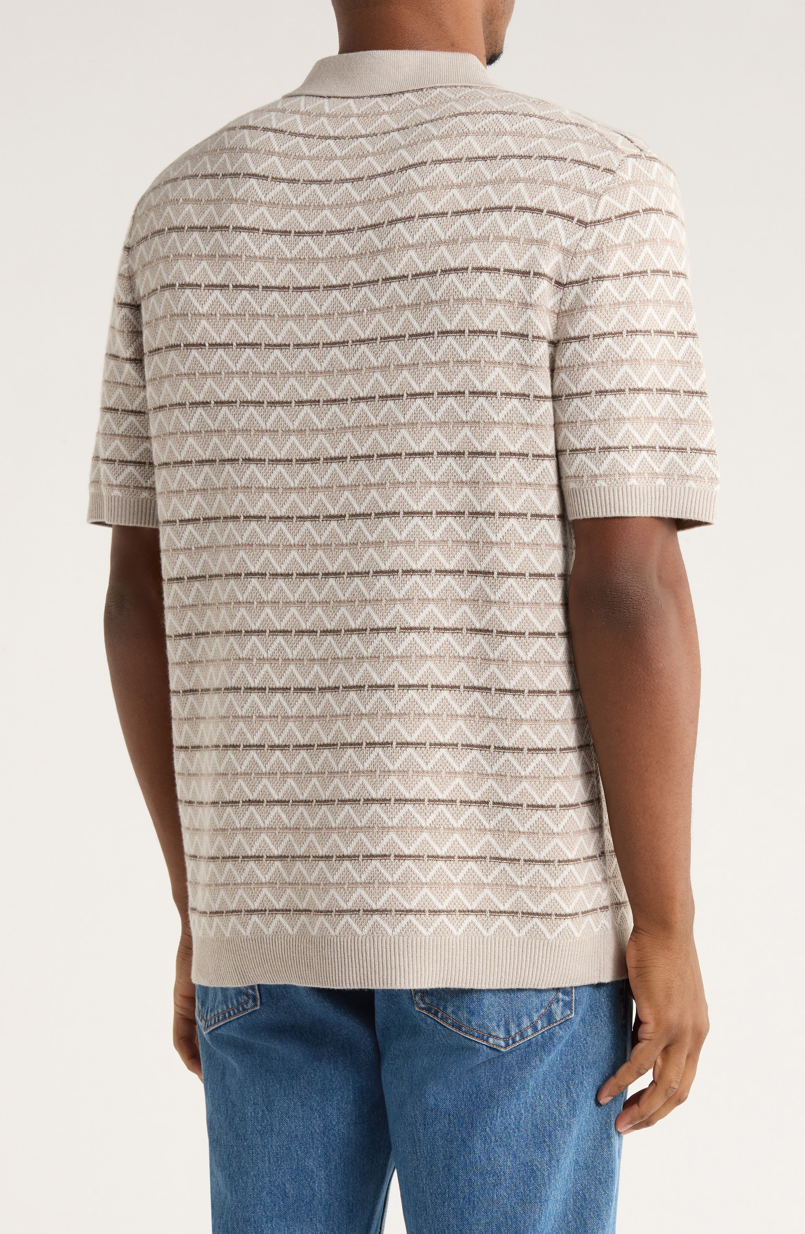 Patterned Knit Quarter Zip Sweater - image 2