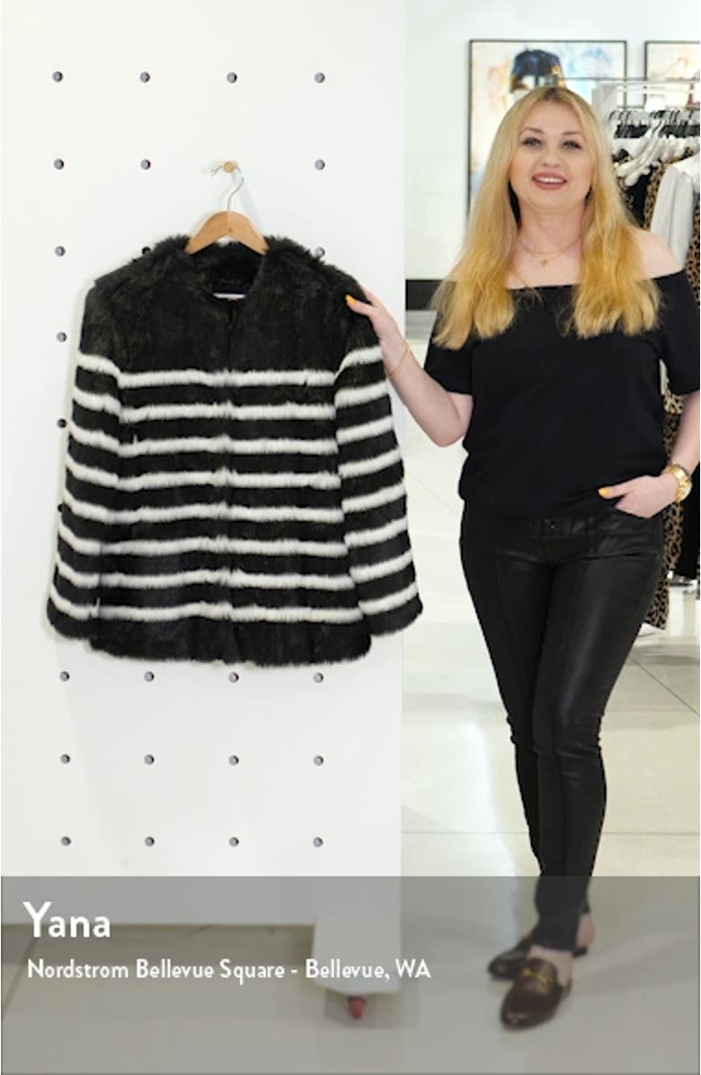 Jerry Stripe Faux Fur Coat, sales video thumbnail