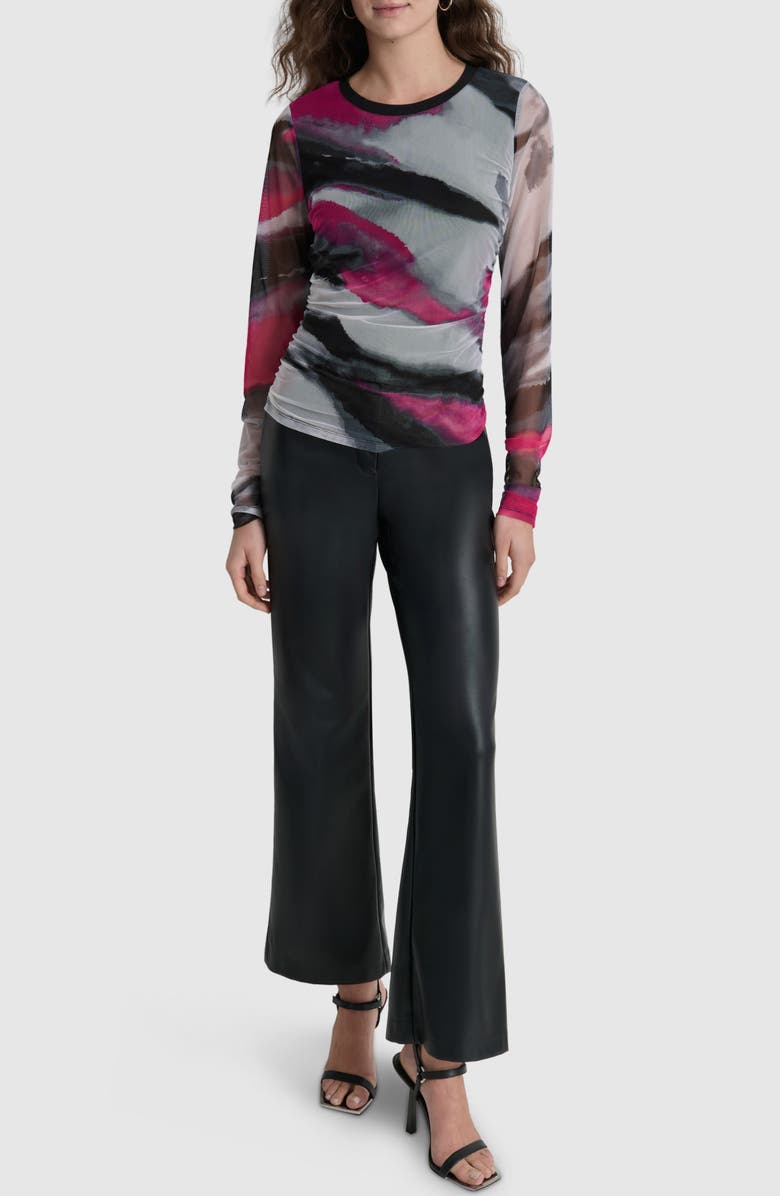 DKNY Print Long Sleeve Mesh Top, Alternate, color, 