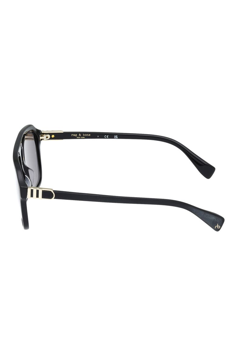 56mm Pilot Sunglasses, Alternate, color, MATTE BLACK OUTSIDE SHINY BLAC