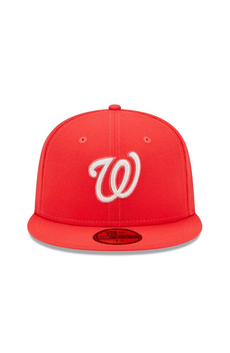 New Era Men's New Era Red Washington Nationals Lava Highlighter Logo 59FIFTY Fitted Hat, Alternate, color, Red