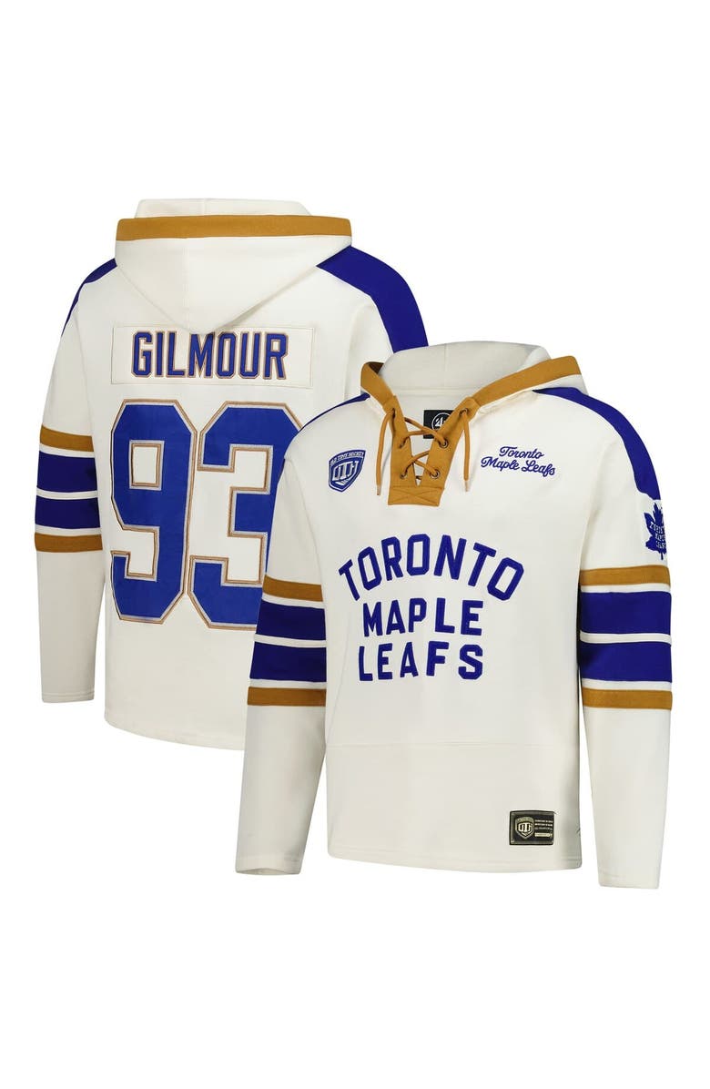 '47 Men's '47 Doug Gilmour Cream Toronto Maple Leafs Blue Line Heritage Name & Number Lace-Up Pullover Hoodie, Alternate, color, Cream