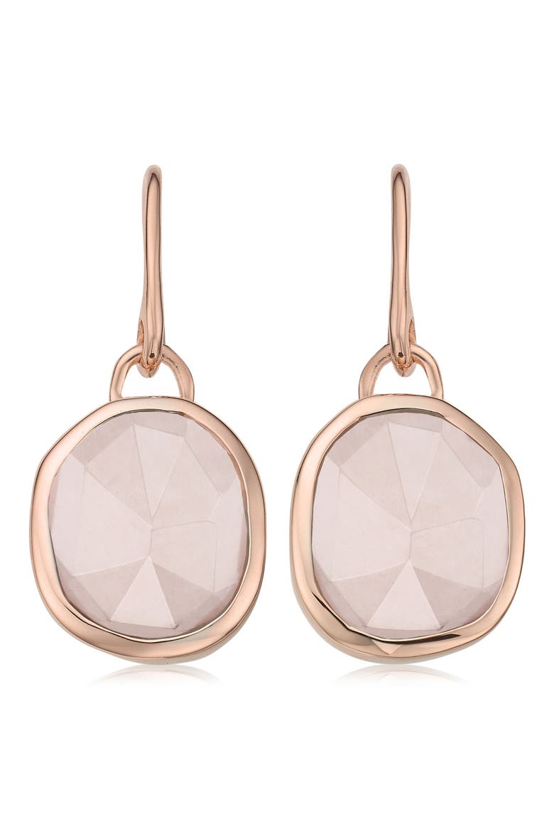 Siren Semiprecious Stone Drop Earrings, Main, color, ROSE GOLD/ ROSE QUARTZ