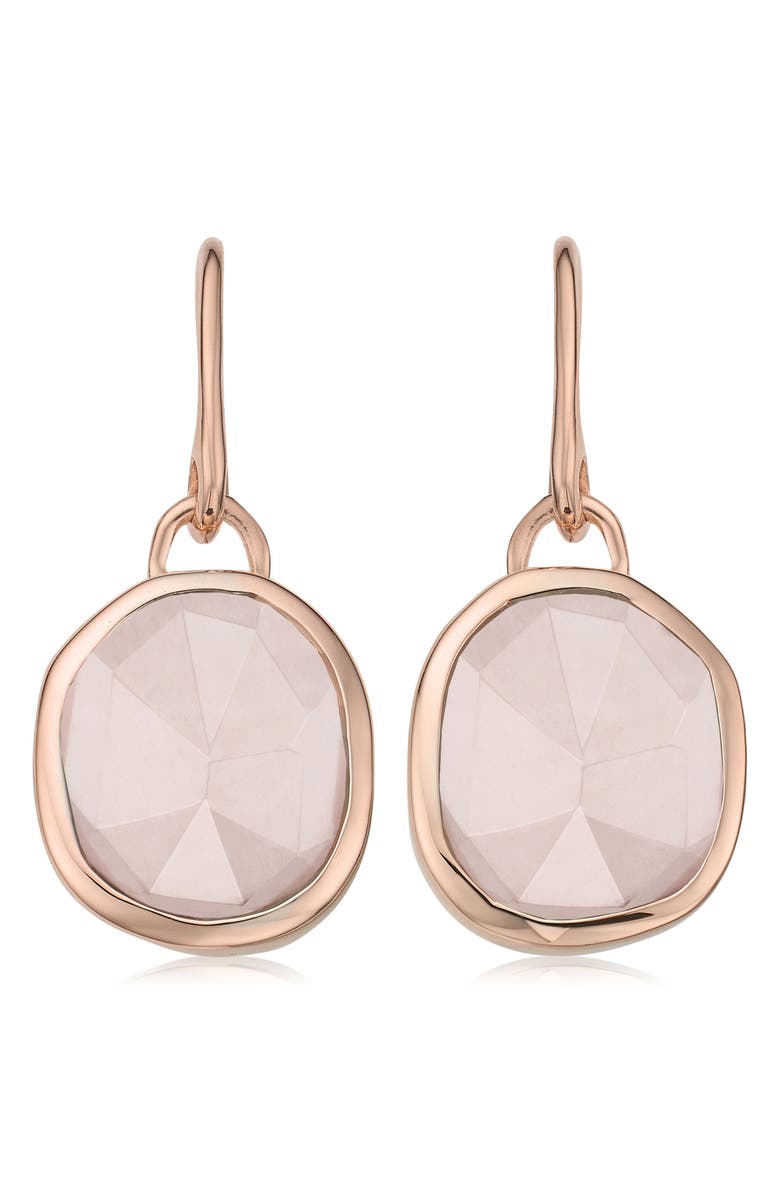 Monica Vinader Siren Semiprecious Stone Drop Earrings, Main, color, Rose Gold/ Rose Quartz