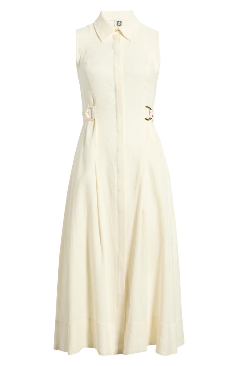 Anne Klein Sleeveless Linen Blend Midi Dress, Main, color, White Dove