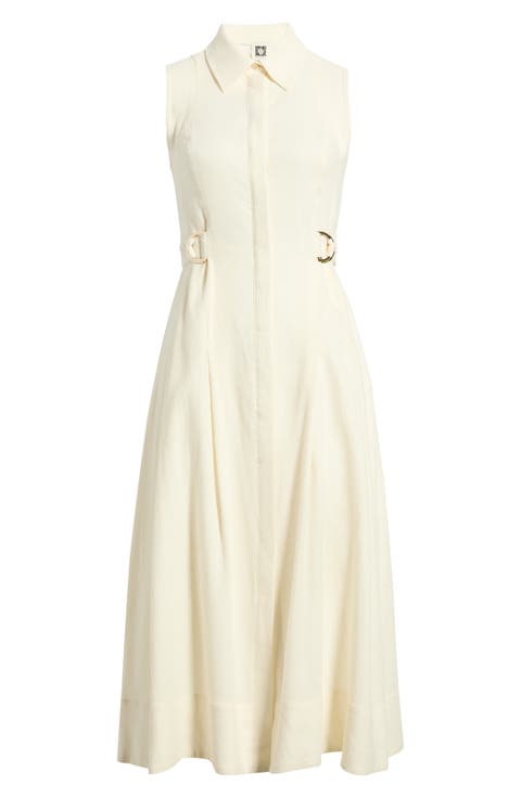 Sleeveless Linen Blend Midi Dress