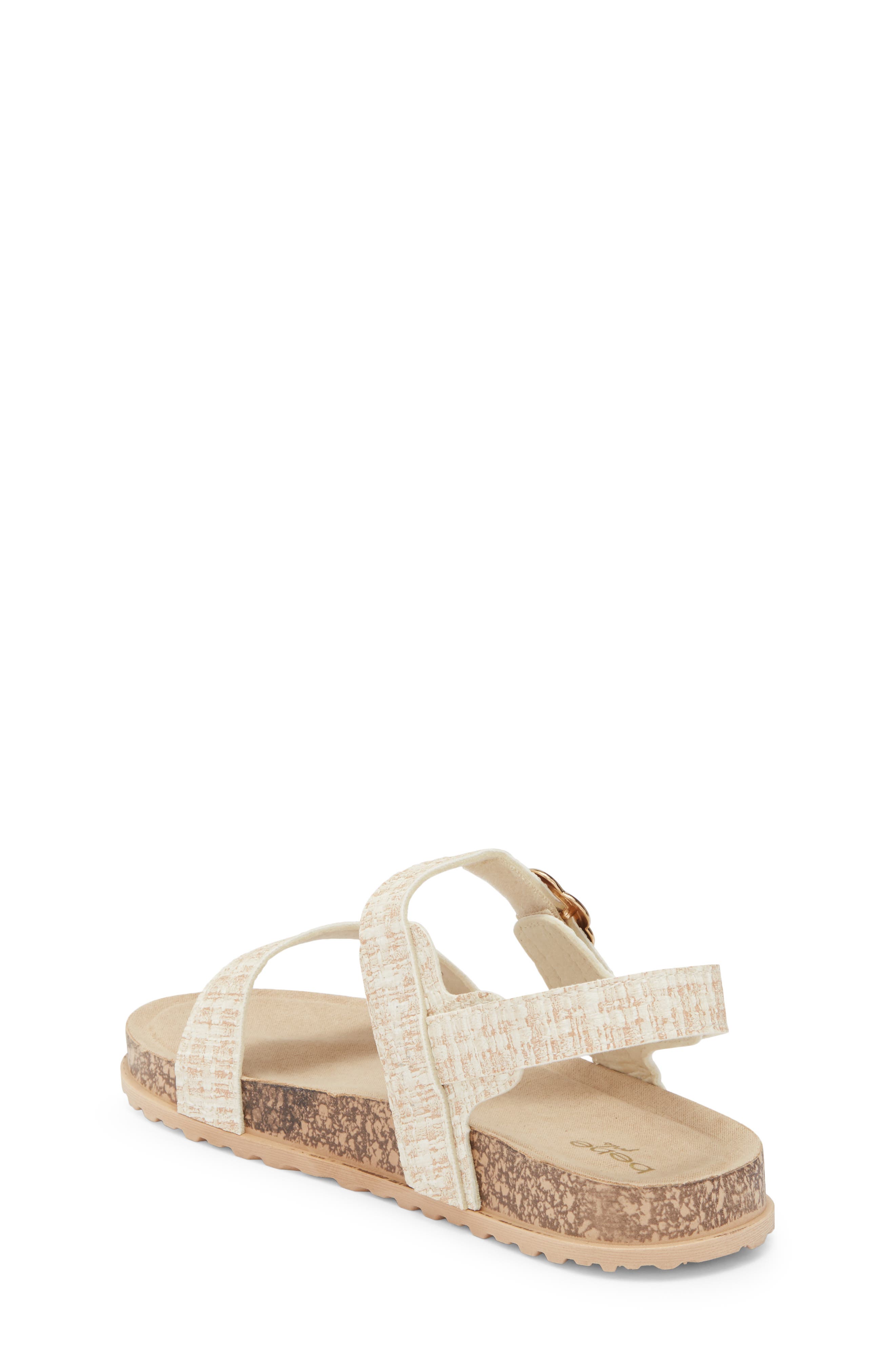 bebe Kids' Double Strap Footbed Sandal, Alternate, color, Tan