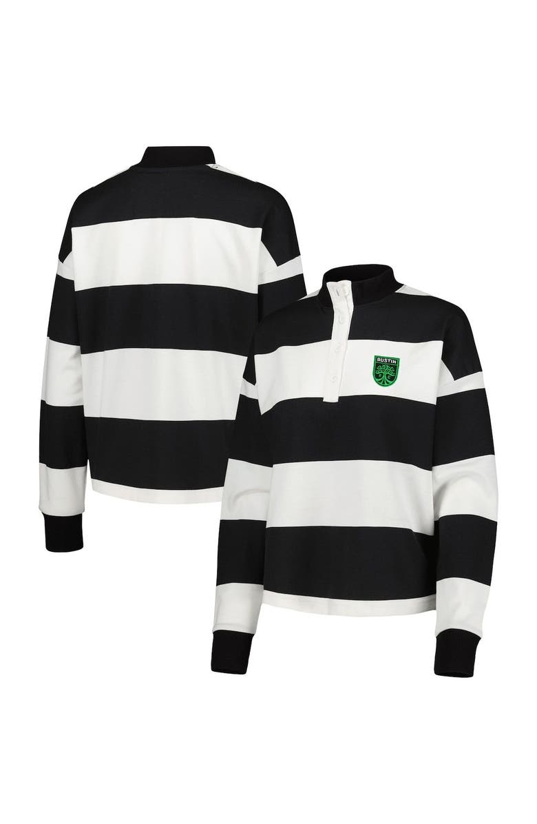 ANTIGUA Women's Antigua  White Austin FC Radical Rugby Stripe Long Sleeve T-Shirt, Main, color, 