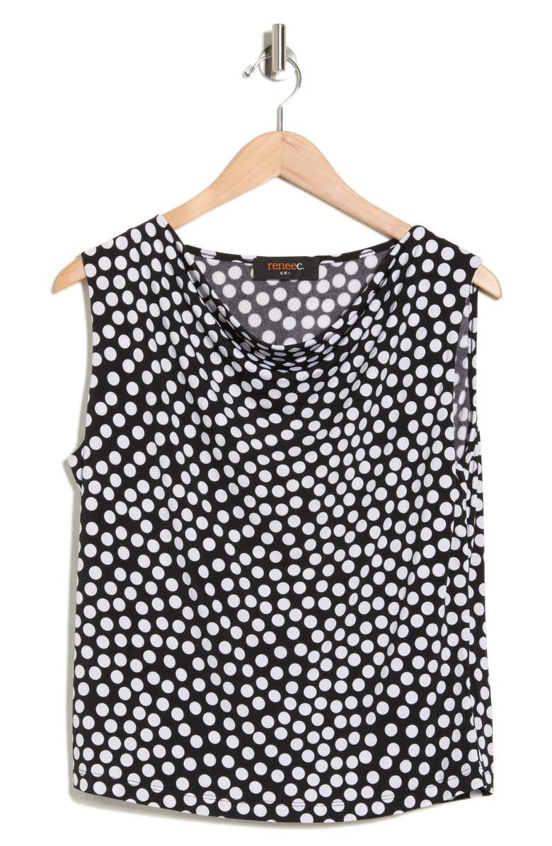 Renee C Polka Dot Cowl Neck Crop Tank, Alternate, color, Black