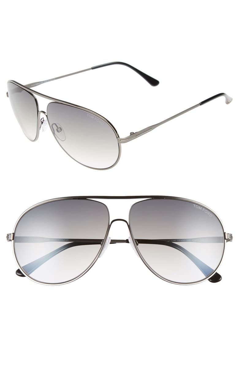 TOM FORD 'Cliff' 61mm Aviator Sunglasses, Main, color, 