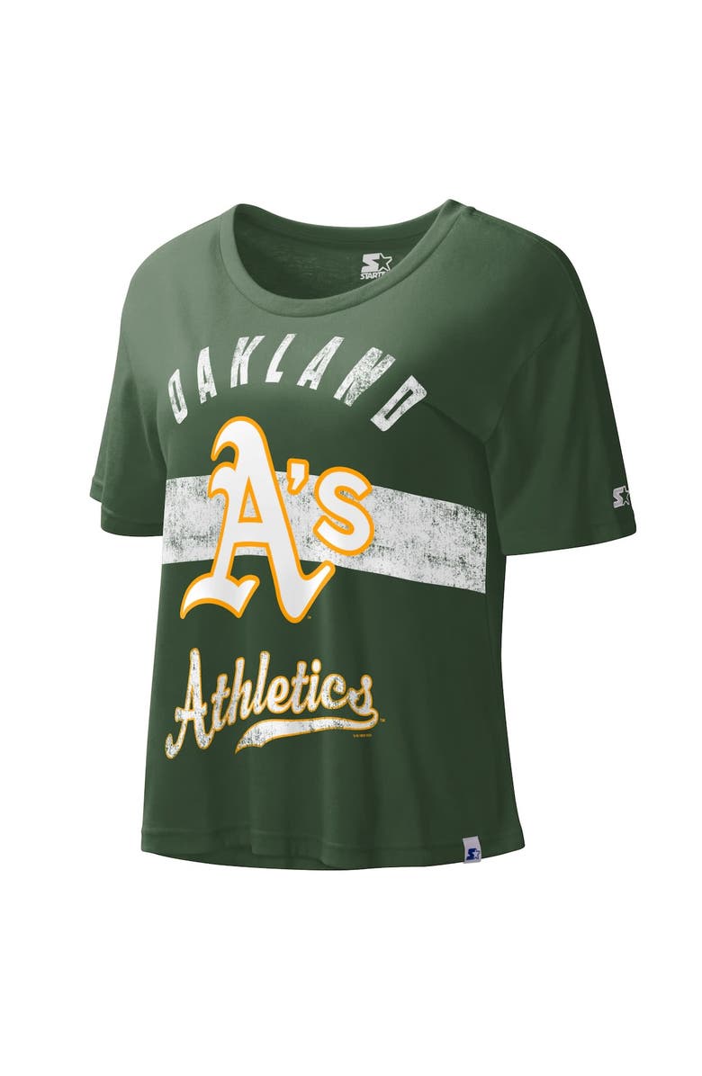 STARTER Women's Starter Green Oakland Athletics Record Setter Crop Top, Alternate, color, Green