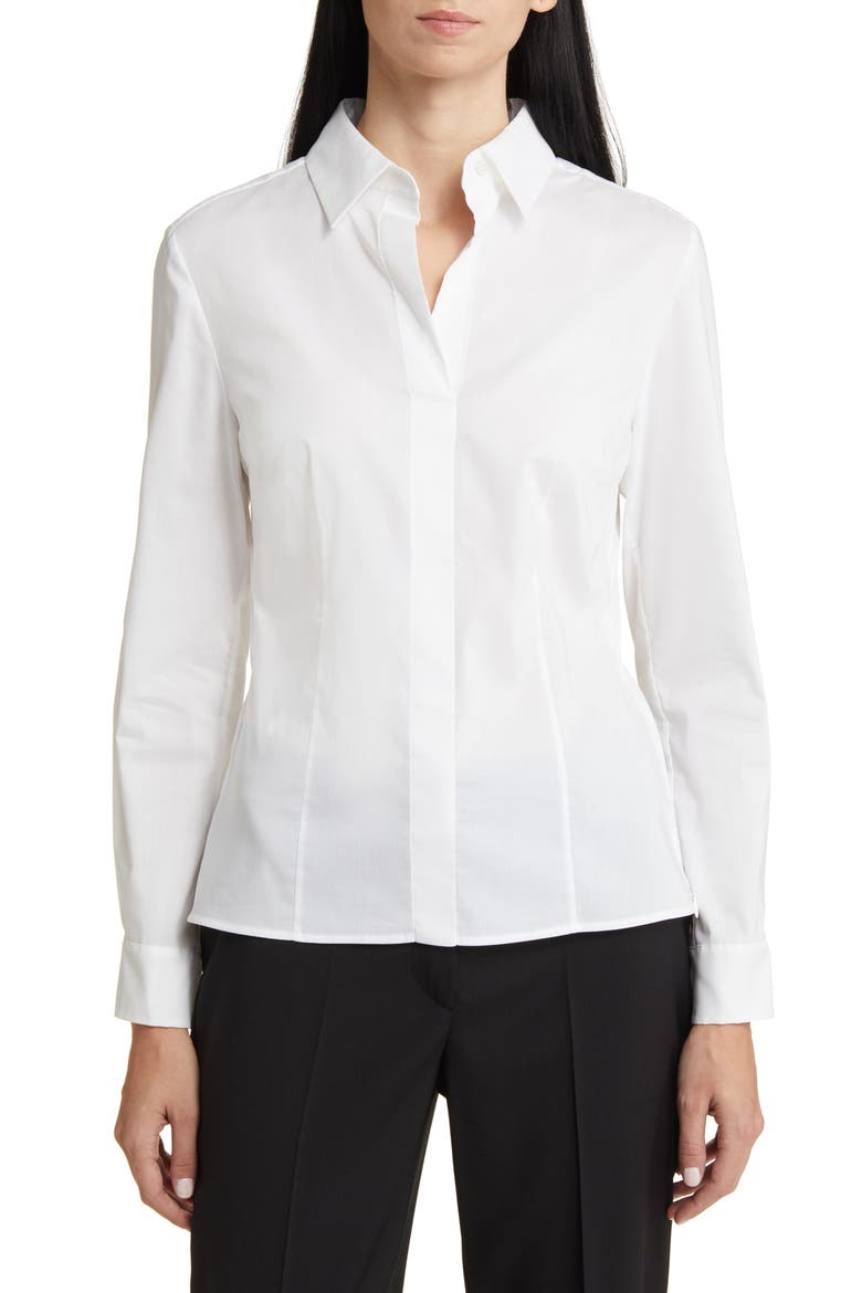 Bashinah Cotton Blend Blouse, Main, color, BRIGHT WHITE