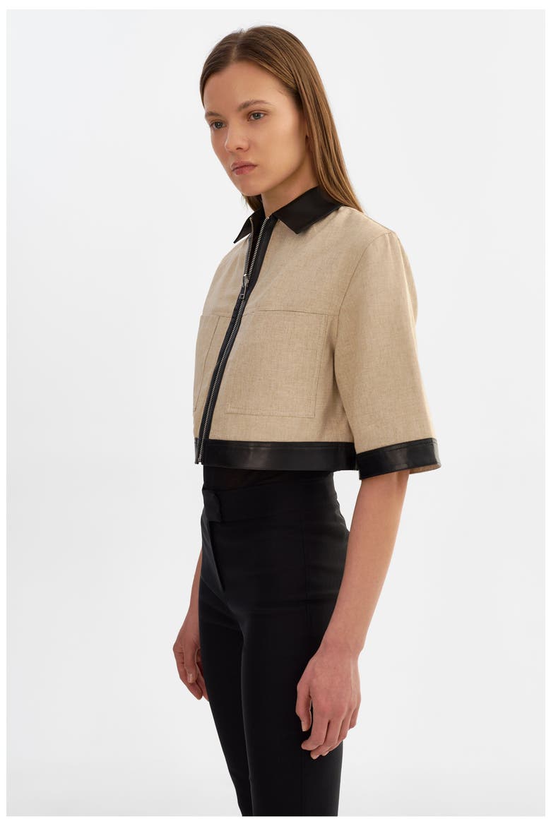 Caprice | Short Sleeve Jacket, Alternate, color, Black/Beige