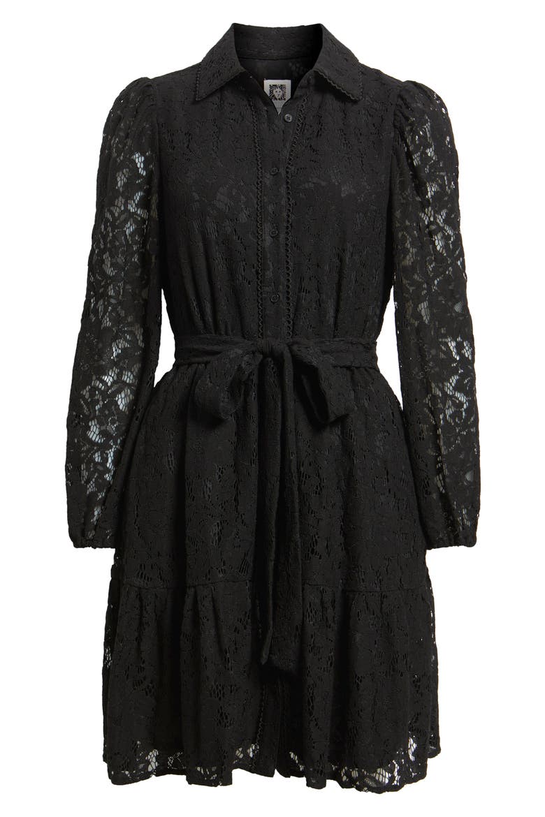 Long Sleeve Lace Shirtdress, Alternate, color, ANNE BLACK
