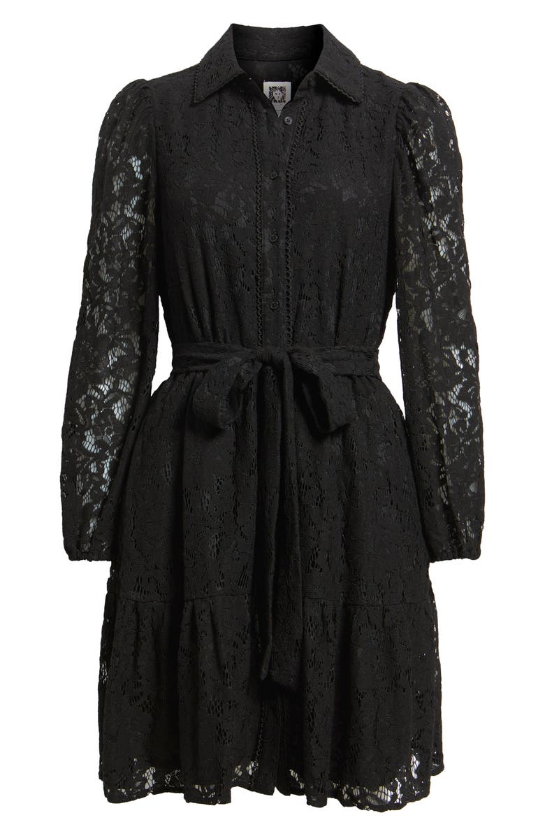 Anne Klein Long Sleeve Lace Shirtdress, Alternate, color, Anne Black