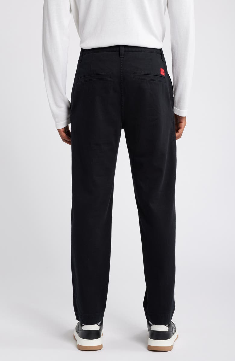 HUGO Zeebo Flat Front Cotton Twill Chinos, Alternate, color, Black