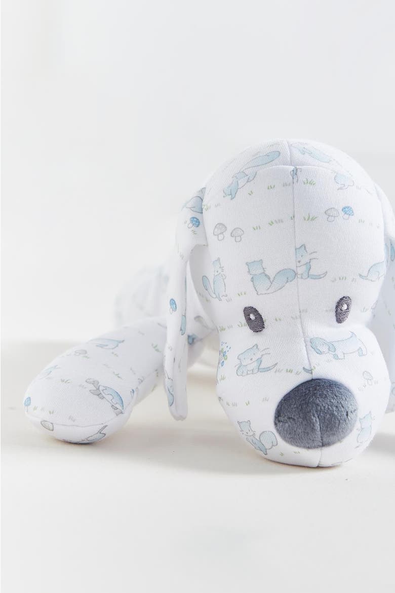 In The Woods Dog Baby Rattle T, Alternate, color, WHITE-&-LIGHT-BLUE