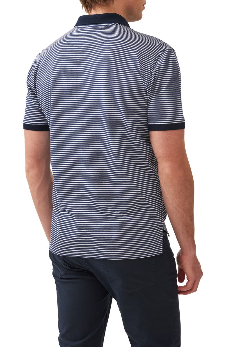Rodd & Gunn Wye Creek Stripe Cotton Jacquard Polo, Alternate, color, Midnight