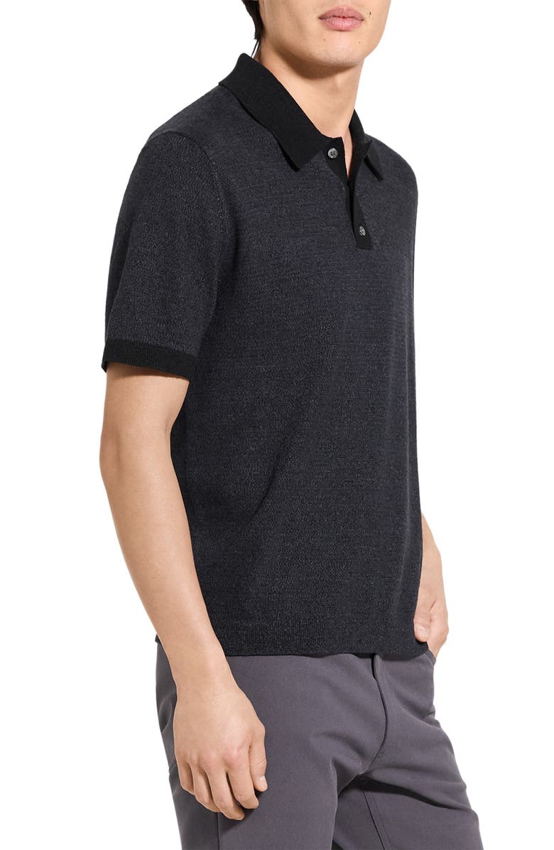 Theory Linen & Silk Polo, Alternate, color, Black