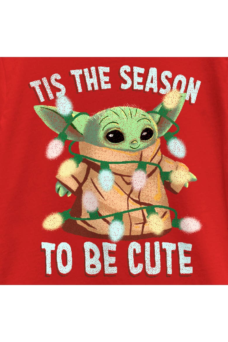Girl's Star Wars The Mandalorian Christmas Grogu 'Tis the Season to be Cute Graphic Tee, Alternate, color, Red