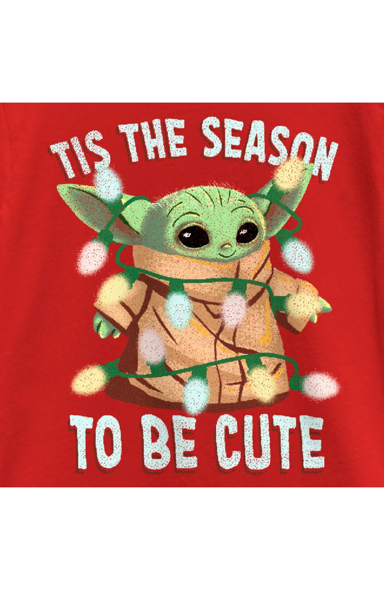 Star Wars: The Mandalorian Girl's Star Wars The Mandalorian Christmas Grogu 'Tis the Season to be Cute  Graphic T-Shirt, Alternate, color, Red