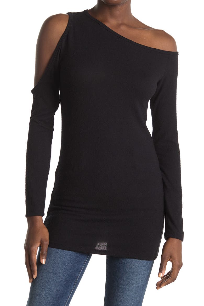 Tie Dye Cold Shoulder Top, Main, color, BLACK TIE DYE 1