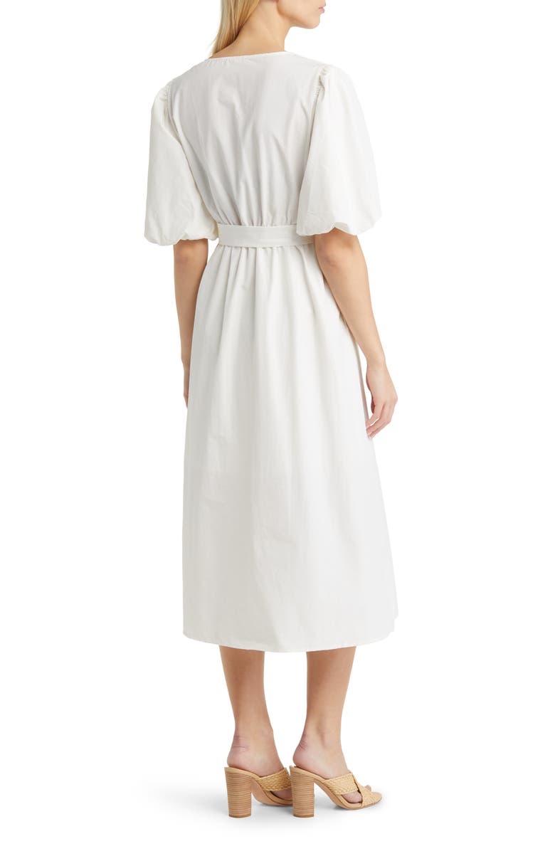 MELLODAY Balloon Sleeve Midi Dress, Alternate, color, White