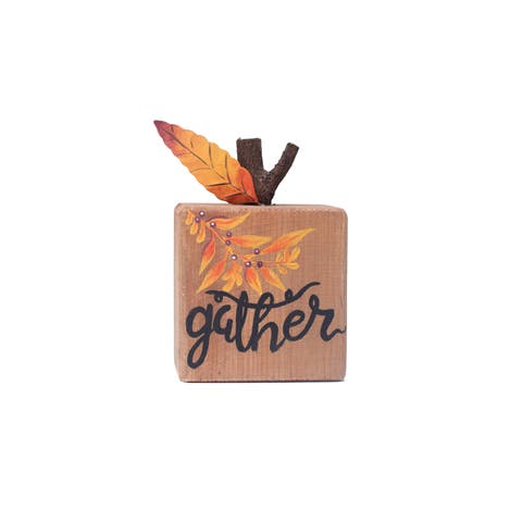 Pumpkin Gather Decorative Table Sitter Block