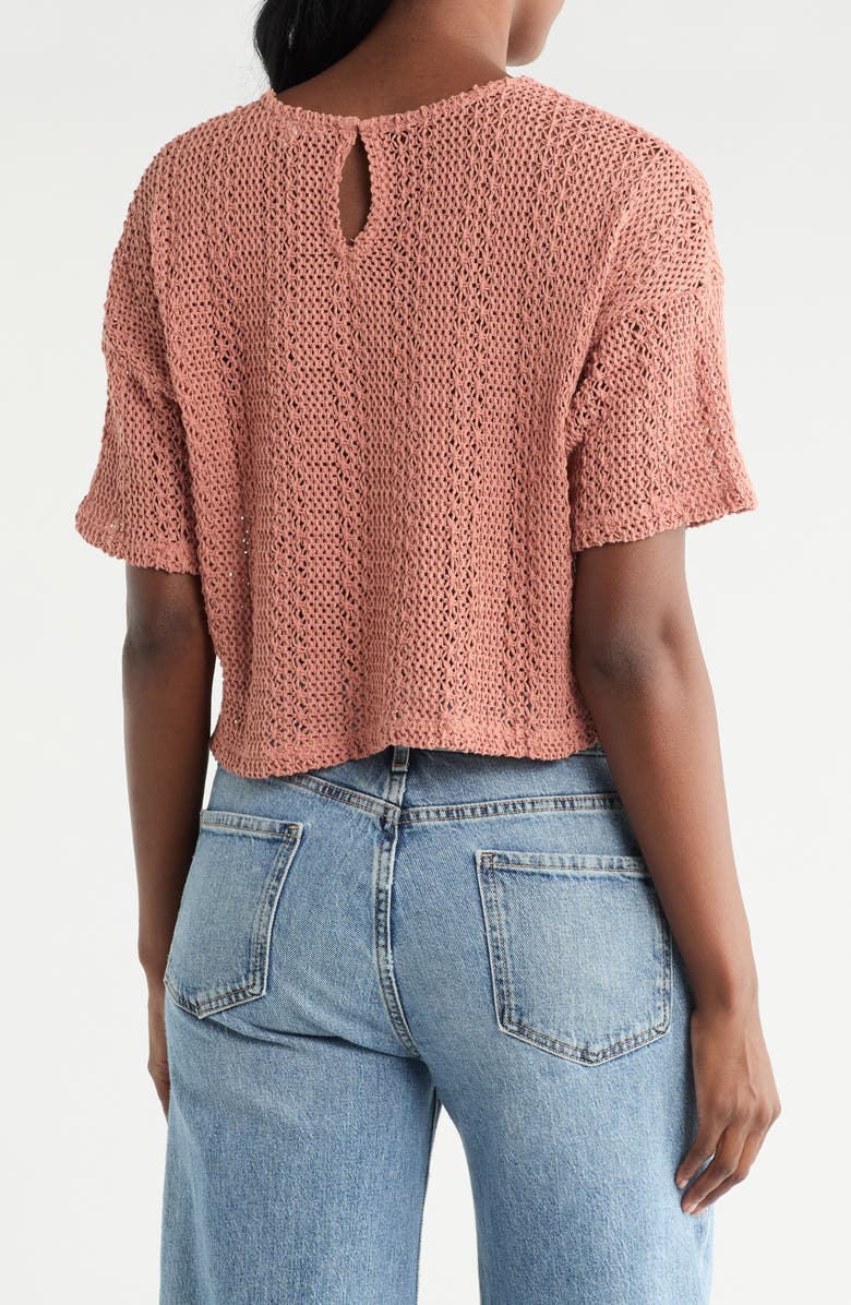 Splendid Finley Crochet Top, Alternate, color, Teak