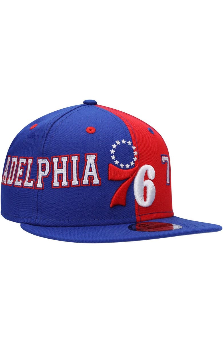 New Era Men's New Era Royal/Red Philadelphia 76ers Team Split 9FIFTY Snapback Hat, Alternate, color,