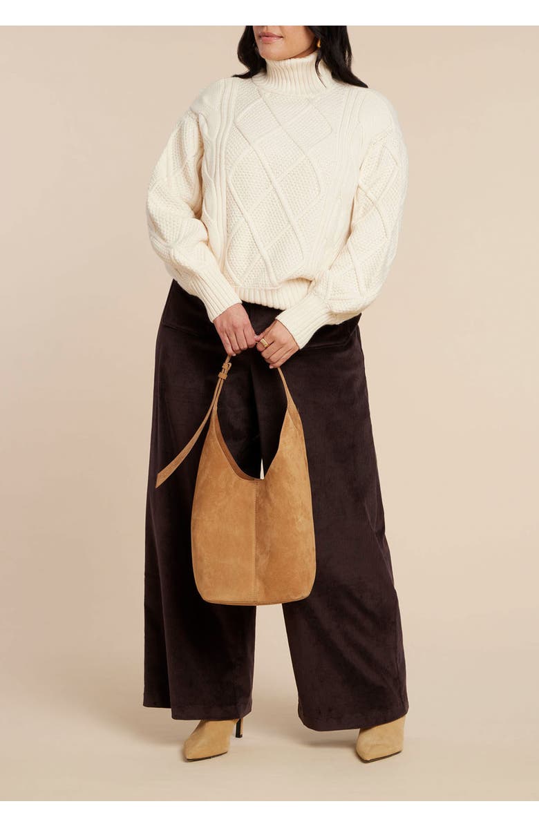 ELOQUII Cableknit Slouchy Sweater, Alternate, color, Dew