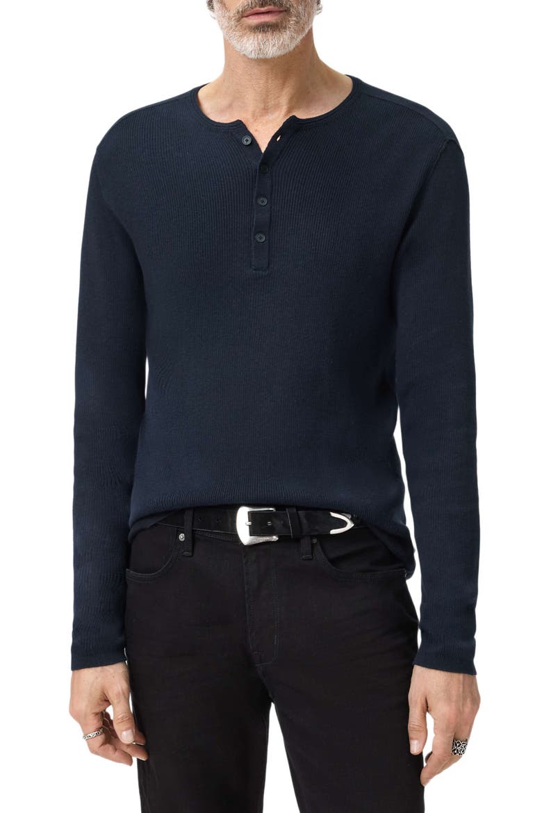 Javis Organic Cotton & Cashmere Rib Henley, Main, color, NAVY