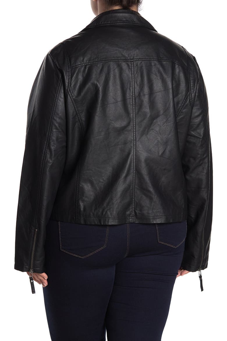 Faux Leather Moto Jacket, Alternate, color, BLACK