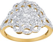LuvMyJewelry Caeloria 0.95 Cts Natural Diamond Floral Cluster 14K Gold Ring
