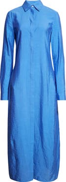 TOTEME Parachute Long Sleeve Silk Blend Maxi Shirtdress