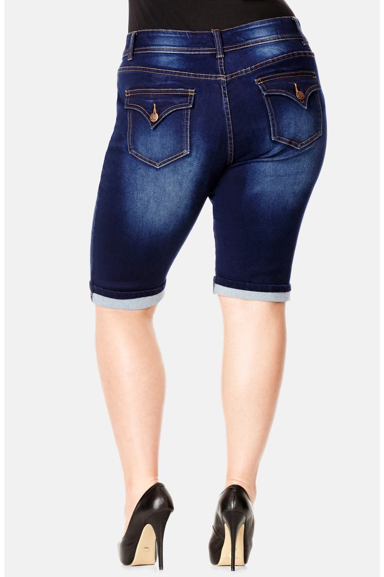 Denim Bermuda Shorts, Alternate, color, DARK DENIM