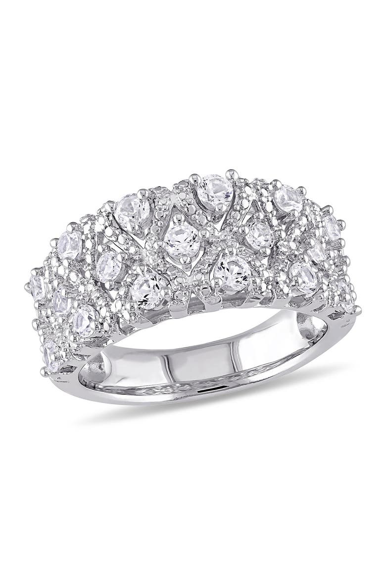 Sterling Silver Lab Created White Sapphire Milgrain Ring, Main, color, SILVER