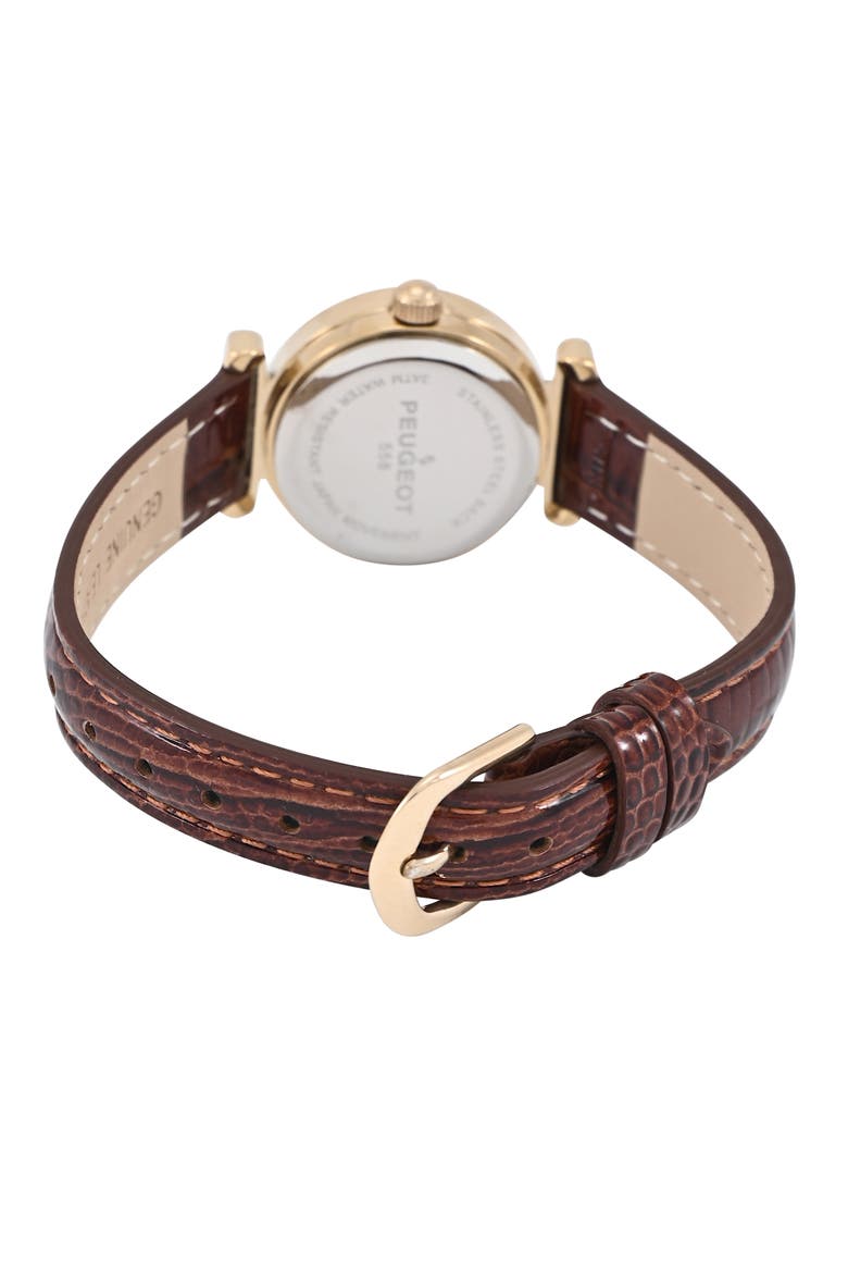 Petite Sun Moon Glossy Leather Watch- 25MM, Alternate, color, Champagne