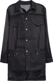 ■sacai■サカイ■Silk Panel Long Sleeve Denim Dress■ Sacai Silk Panel Long Sleeve Denim Dress | Nordstrom