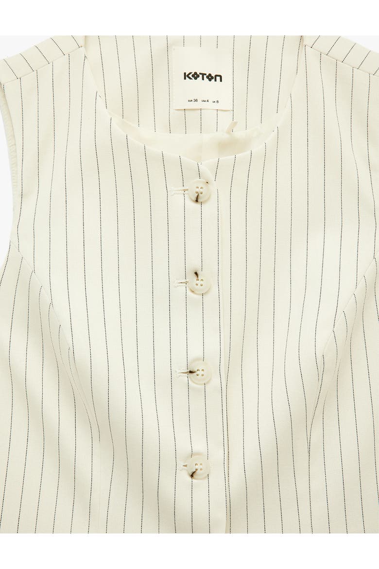 Sleeveless Button Down Striped Vest, Alternate, color, ECRU STRIPE