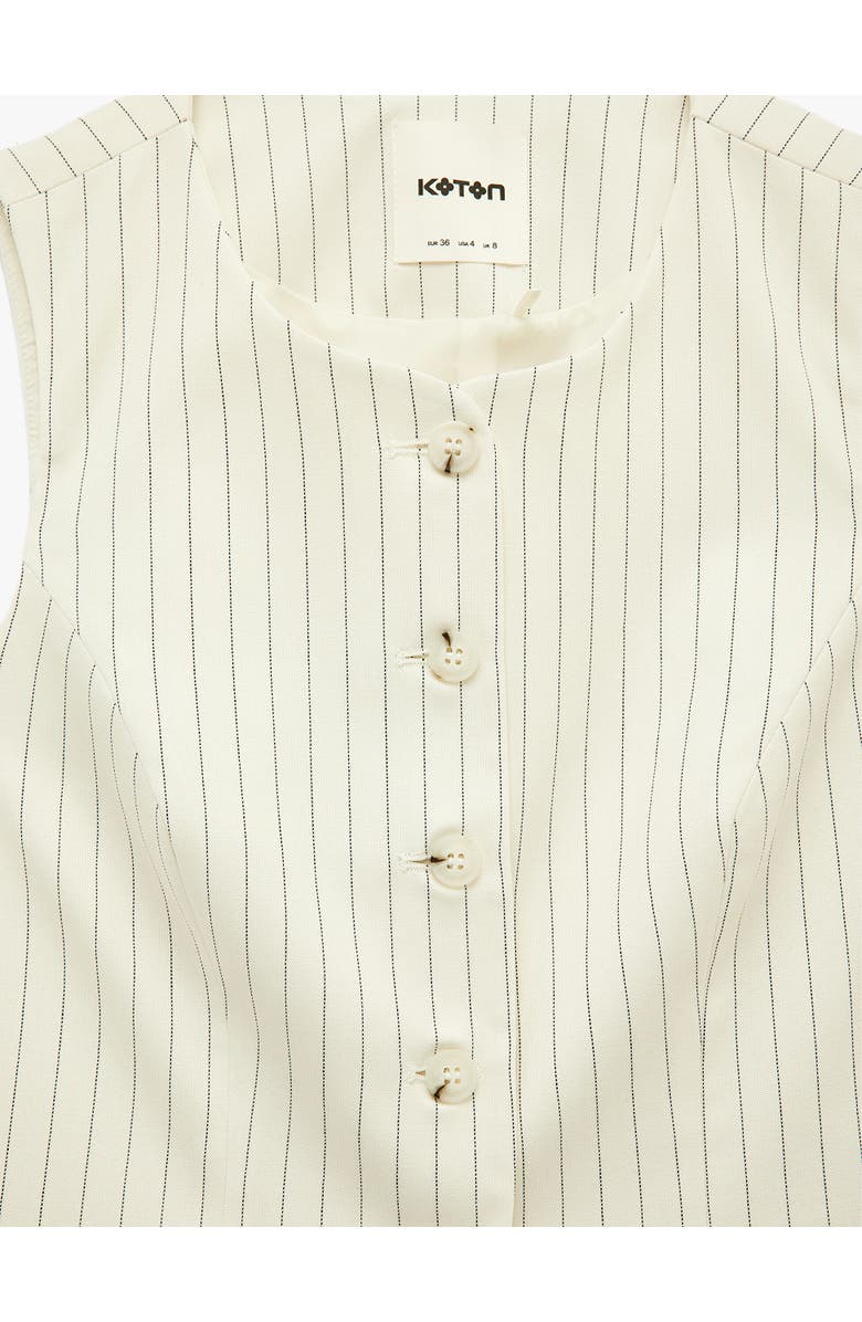 Koton Sleeveless Button Down Striped Vest, Alternate, color, Ecru Stripe