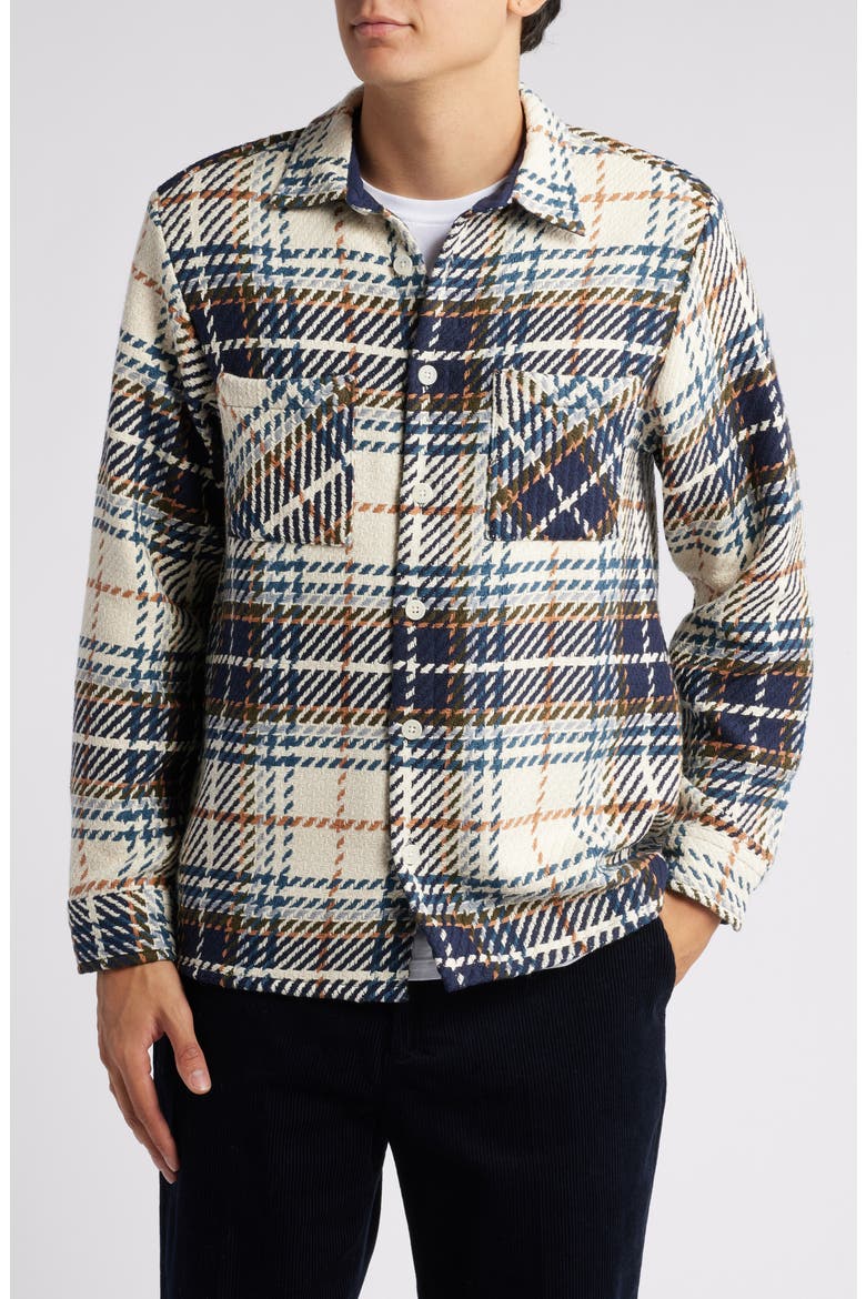 Whiting Charlton Plaid Button-Up Overshirt, Alternate, color, NAVY MULTI